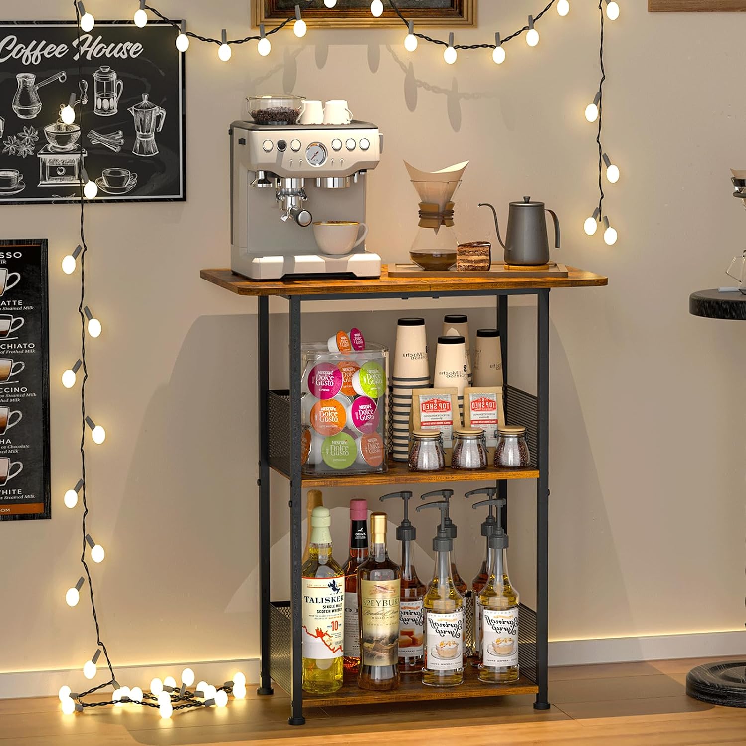 Home Bar Setup - Mini Scaffale da Terra per Caffè,