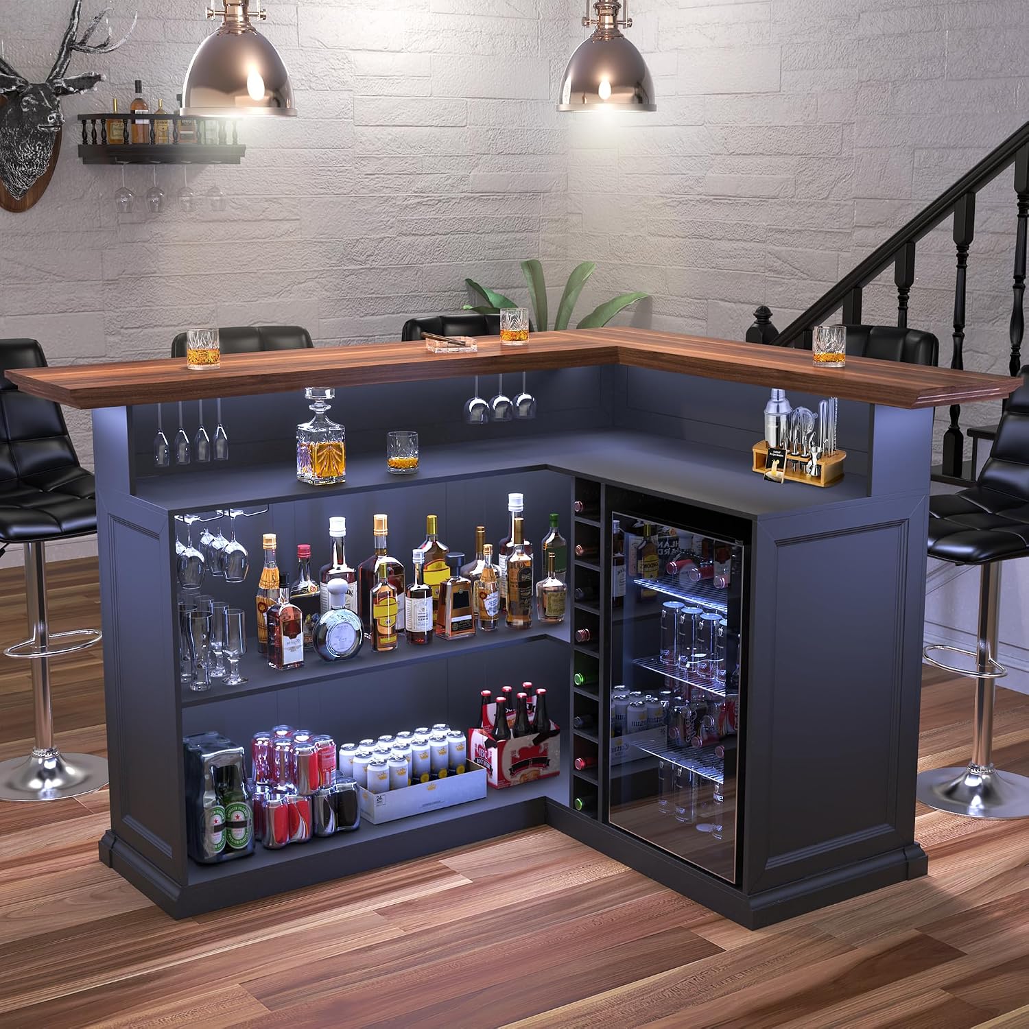 Home Bar Setup - Mobile Bar a L per la